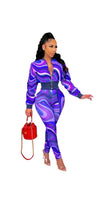 Load image into Gallery viewer, WOMEN'S CASUAL COLOR BLOCKING GRAPHIC PRINTED TUNIC TOP AND PANTS 2-PIECE SET
