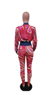 Load image into Gallery viewer, WOMEN'S CASUAL COLOR BLOCKING GRAPHIC PRINTED TUNIC TOP AND PANTS 2-PIECE SET
