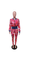 Load image into Gallery viewer, WOMEN'S CASUAL COLOR BLOCKING GRAPHIC PRINTED TUNIC TOP AND PANTS 2-PIECE SET
