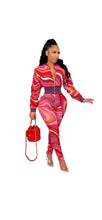 Load image into Gallery viewer, WOMEN'S CASUAL COLOR BLOCKING GRAPHIC PRINTED TUNIC TOP AND PANTS 2-PIECE SET
