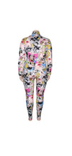 Load image into Gallery viewer, WOMEN'S FASHION LAPEL COMIC PRINTED BLOUSE AND PANTS 2-PIECE SET

