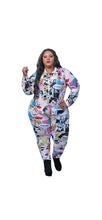 Load image into Gallery viewer, WOMEN'S FASHION LAPEL COMIC PRINTED BLOUSE AND PANTS 2-PIECE SET
