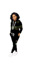 Load image into Gallery viewer, WOMEN'S FASHION LEOPARD AND CAMOUFLAGE PRINTED HOODIE AND PANTS 2-PIECE SETS
