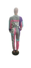 Load image into Gallery viewer, WOMEN'S CASUAL COLOR BLOCKING LETTER PRINTING SWEATSHIRT AND PANTS 2-PIECE SET
