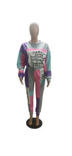 Load image into Gallery viewer, WOMEN'S CASUAL COLOR BLOCKING LETTER PRINTING SWEATSHIRT AND PANTS 2-PIECE SET
