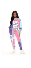 Load image into Gallery viewer, WOMEN'S CASUAL COLOR BLOCKING LETTER PRINTING SWEATSHIRT AND PANTS 2-PIECE SET
