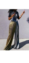 Load image into Gallery viewer, WOMEN'S CREATIVE COLOR BLOCKING WIDE LEG TROUSERS
