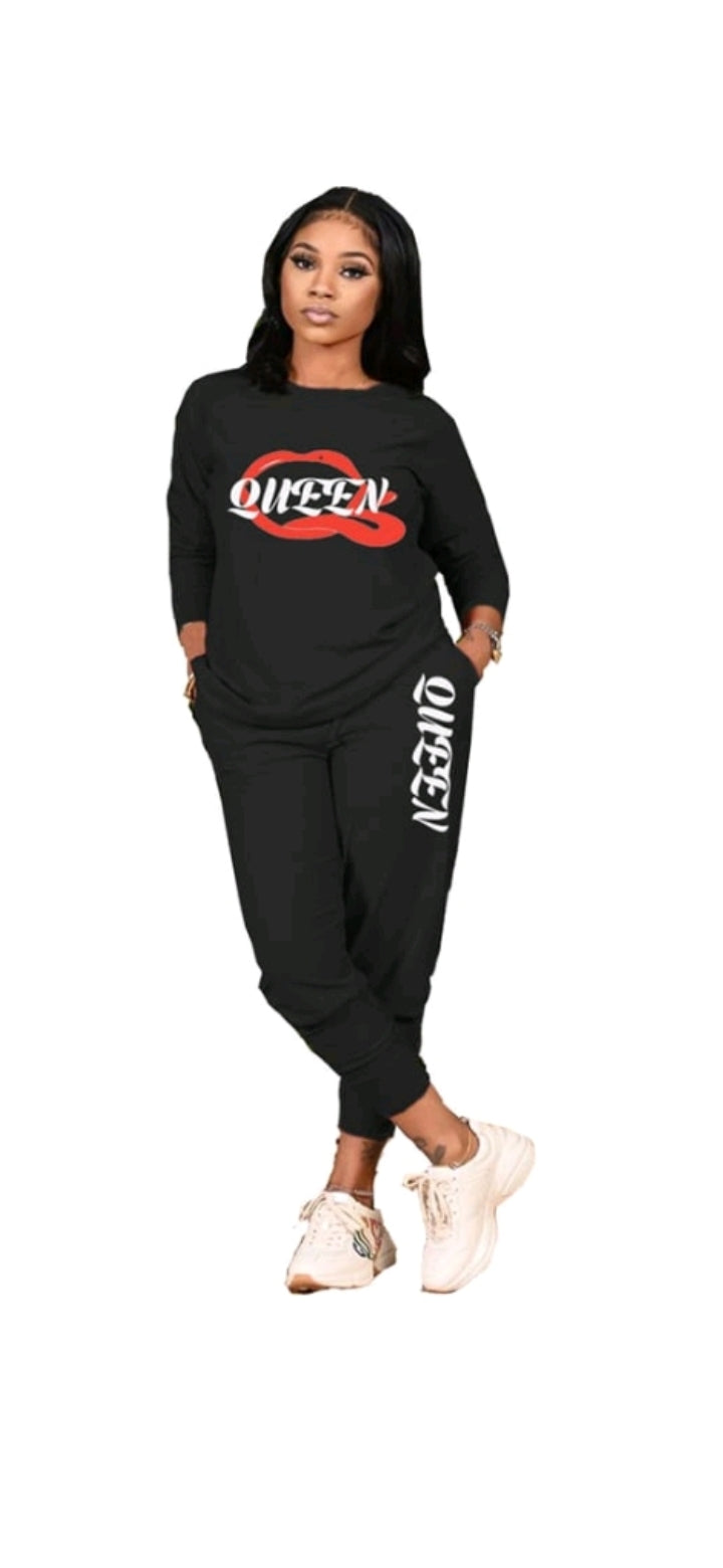 CASUAL LETTER PRINTING SWEATSHIRT AND PANTS SET