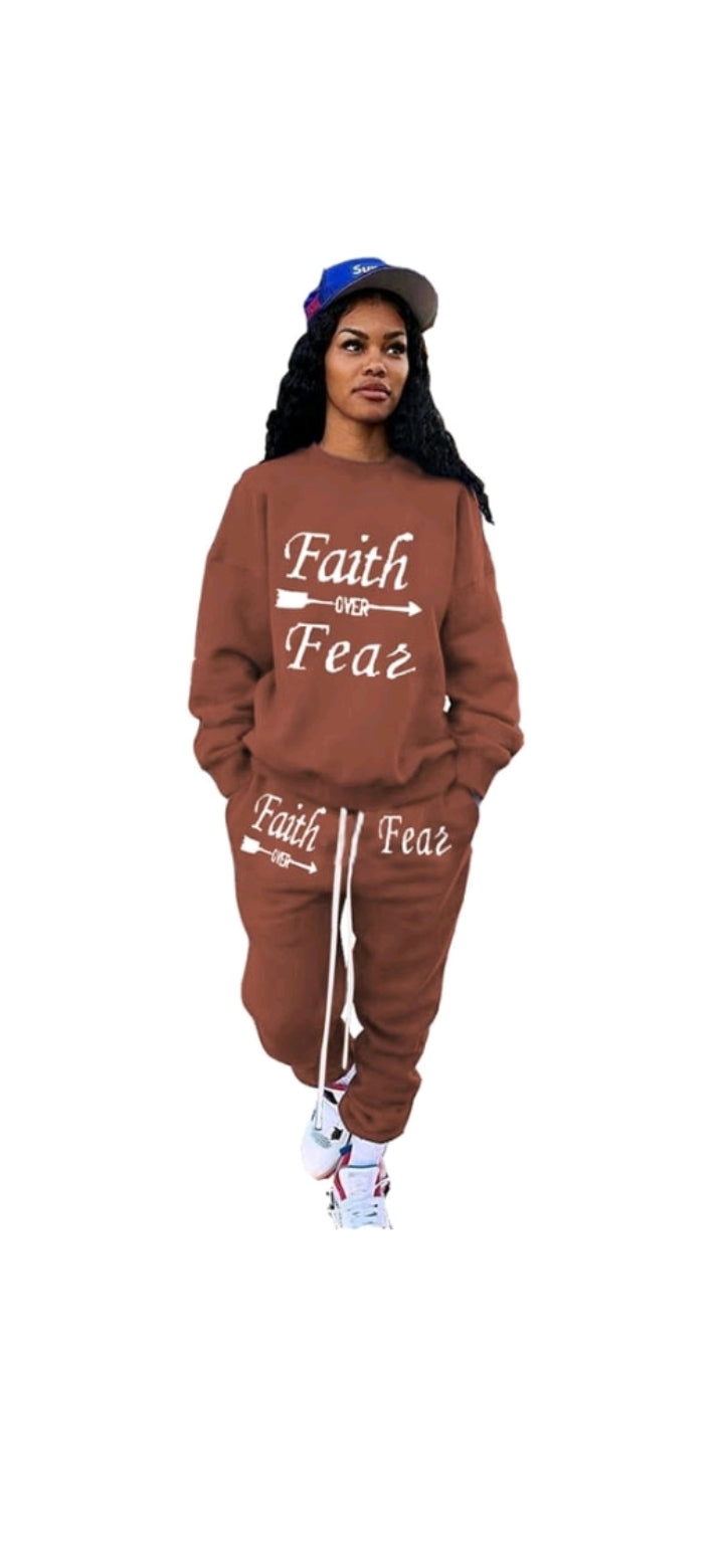 CASUAL LETTER PRINTING SWEATSHIRT AND SWEAT PANTS 2-PIECE SET