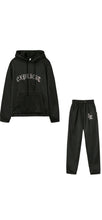 Load image into Gallery viewer, WOMEN'S FASHION RHINESTONE LETTER DECORATE HOODIE AND SWEATPANTS 2-PIECE SET
