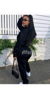 Load image into Gallery viewer, WOMEN'S FASHION RHINESTONE LETTER DECORATE HOODIE AND SWEATPANTS 2-PIECE SET
