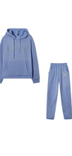 Load image into Gallery viewer, WOMEN'S FASHION RHINESTONE LETTER DECORATE HOODIE AND SWEATPANTS 2-PIECE SET
