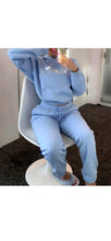 Load image into Gallery viewer, WOMEN'S FASHION RHINESTONE LETTER DECORATE HOODIE AND SWEATPANTS 2-PIECE SET
