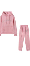Load image into Gallery viewer, WOMEN'S FASHION RHINESTONE LETTER DECORATE HOODIE AND SWEATPANTS 2-PIECE SET
