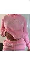 Load image into Gallery viewer, WOMEN'S FASHION RHINESTONE LETTER DECORATE HOODIE AND SWEATPANTS 2-PIECE SET
