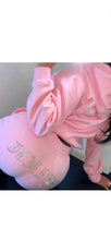 Load image into Gallery viewer, WOMEN'S FASHION RHINESTONE LETTER DECORATE HOODIE AND SWEATPANTS 2-PIECE SET
