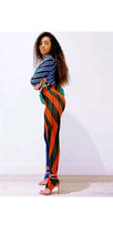 Load image into Gallery viewer, WOMEN'S FASHION STRIPE PRINTED COLOR BLOCKING PANTS

