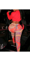 Load image into Gallery viewer, WOMENS GRAPHIC COLORED PRINTED MESH SEE-THROUGH COLOR
