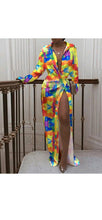 Load image into Gallery viewer, WOMEN'S FASHION GRAPHIC PRINTED LAPEL SLIDE-SLIT MAXI DRESS
