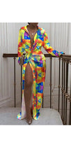 Load image into Gallery viewer, WOMEN'S FASHION GRAPHIC PRINTED LAPEL SLIDE-SLIT MAXI DRESS

