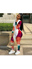 Load image into Gallery viewer, WOMEN'S FASHION GRAPHIC PRINTED TOP AND PATCHWORK PANTS 2-PIECE SET

