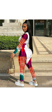 Load image into Gallery viewer, WOMEN'S FASHION GRAPHIC PRINTED TOP AND PATCHWORK PANTS 2-PIECE SET
