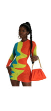 Load image into Gallery viewer, WOMEN'S COLOR BLOCKING LONG SLEEVE DRESS
