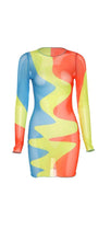 Load image into Gallery viewer, WOMEN'S COLOR BLOCKING LONG SLEEVE DRESS
