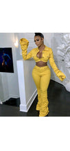 Load image into Gallery viewer, WOMEN'S FASHION SOLID COLOR FLARE SLEEVE CROP TOP AND PANTS 2-PIECE SET
