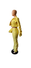 Load image into Gallery viewer, WOMEN'S FASHION SOLID COLOR FLARE SLEEVE CROP TOP AND PANTS 2-PIECE SET
