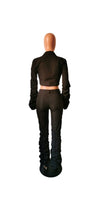 Load image into Gallery viewer, WOMEN'S FASHION SOLID COLOR FLARE SLEEVE CROP TOP AND PANTS 2-PIECE SET
