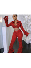 Load image into Gallery viewer, WOMEN'S FASHION SOLID COLOR FLARE SLEEVE CROP TOP AND PANTS 2-PIECE SET
