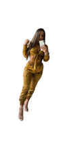 Load image into Gallery viewer, SOLID COLOR SATIN FABRIC WOMEN LONG SLEEVE CROPPED TOP JOGGER PANTS 2-PIECE SET
