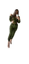 Load image into Gallery viewer, SOLID COLOR SATIN FABRIC WOMEN LONG SLEEVE CROPPED TOP JOGGER PANTS 2-PIECE SET
