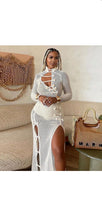 Load image into Gallery viewer, SOLID COLOR LONG-SLEEVED MESH SEE-THROUGH SIDE-SLIT DRESS
