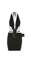Load image into Gallery viewer, SEXY SOLID COLOR CUT OUT LACE UP HALTER NECK BACKLESS BODYCON DRESS
