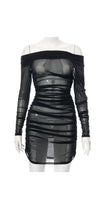 Load image into Gallery viewer, SEXY BLACK MESH SEE THROUGH BODYCON DRESS
