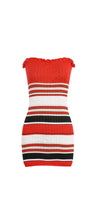 Load image into Gallery viewer, MULTI-COLOR STRIPE STRAPLESS STRINGY SELVEDGE MINI BODYCON DRESS
