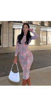 Load image into Gallery viewer, MULTI-COLORED SEE THROUGH LONGSLEEVE BODYCON DRESS
