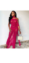 Load image into Gallery viewer, MESH SEETHROUGH IRREGULAR HEM BODYCON BACKLESS DRESS
