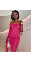 Load image into Gallery viewer, MESH SEETHROUGH IRREGULAR HEM BODYCON BACKLESS DRESS
