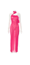 Load image into Gallery viewer, MESH SEETHROUGH IRREGULAR HEM BODYCON BACKLESS DRESS
