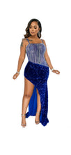 Load image into Gallery viewer, WOMEN'S SEQUIN RHINESTONE IRREGULAR HEM BODYCON SIDE-SLIT SLIP DRESS
