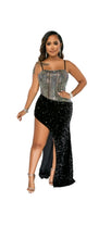 Load image into Gallery viewer, WOMEN'S SEQUIN RHINESTONE IRREGULAR HEM BODYCON SIDE-SLIT SLIP DRESS
