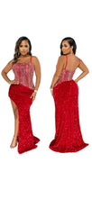 Load image into Gallery viewer, WOMEN'S SEQUIN RHINESTONE IRREGULAR HEM BODYCON SIDE-SLIT SLIP DRESS
