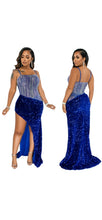 Load image into Gallery viewer, WOMEN'S SEQUIN RHINESTONE IRREGULAR HEM BODYCON SIDE-SLIT SLIP DRESS
