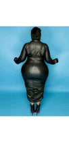 Load image into Gallery viewer, SEXY TIGHT-FITTING STRETCH PU PLUS SIZE LONG SLEEVE MAXI DRESS
