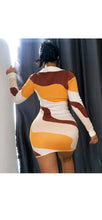 Load image into Gallery viewer, AUTUMN WINTER MULTI-COLOR POLO COLLAR LONG SLEEVE TIGHT FITTED MINI DRESS
