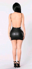Load image into Gallery viewer, SOLID PU LEATHER BACKLESS MINI DRESS
