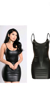 Load image into Gallery viewer, SOLID PU LEATHER BACKLESS MINI DRESS
